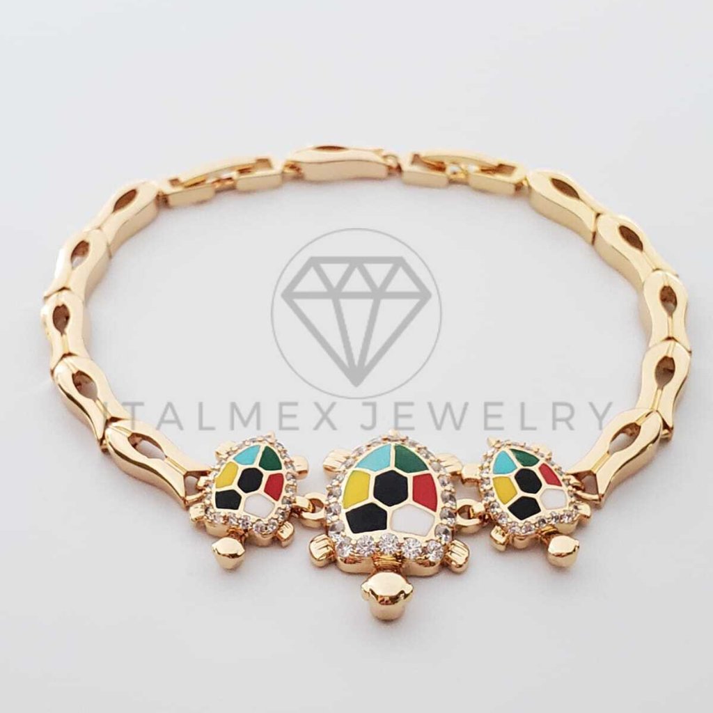 18k Gold Plated Elegant Turtle Bracelet Colored Cz